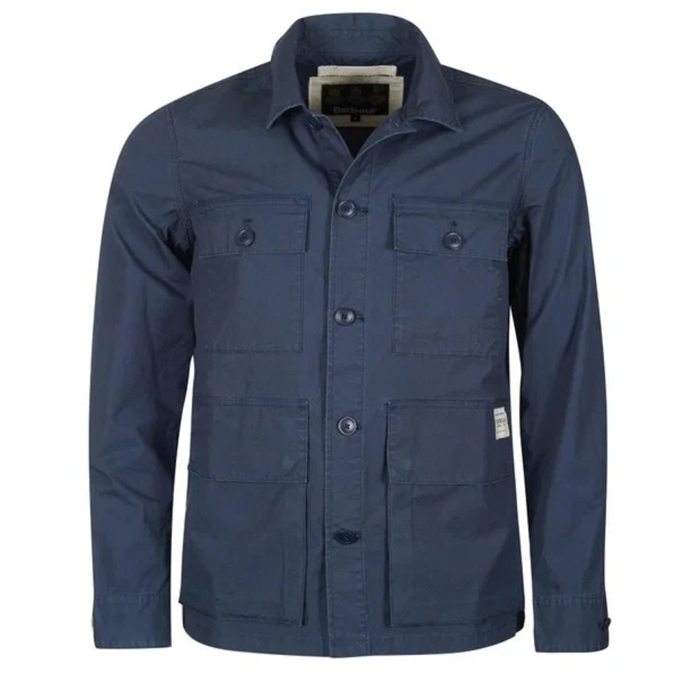 New Barbour Rowden Casual Jacket Mens L Navy Blue Cotton Utility Field Coat NWT